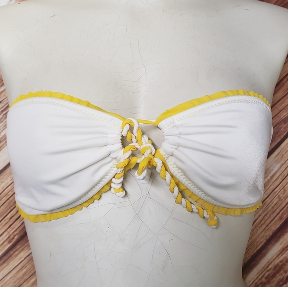 Raisins Swim White Bandeau Bikini Top Yellow Beach Swimsuit Strapless Sw… - Picture 8 of 8